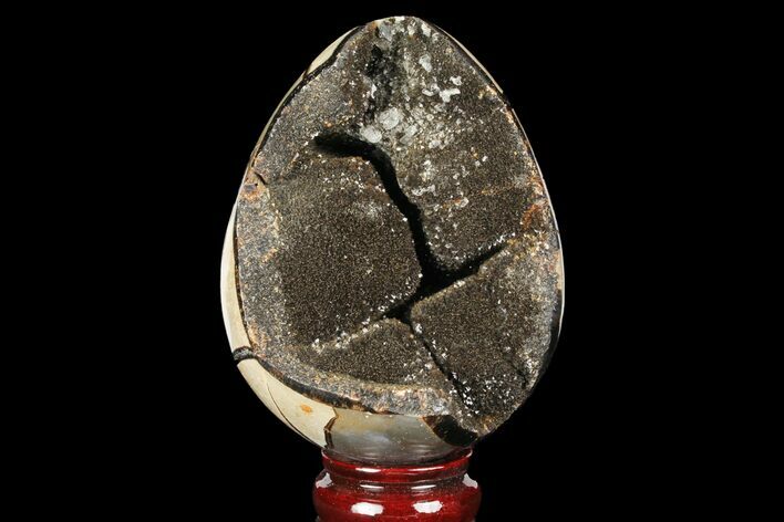 Septarian Dragon Egg Geode - Black Crystals #98847